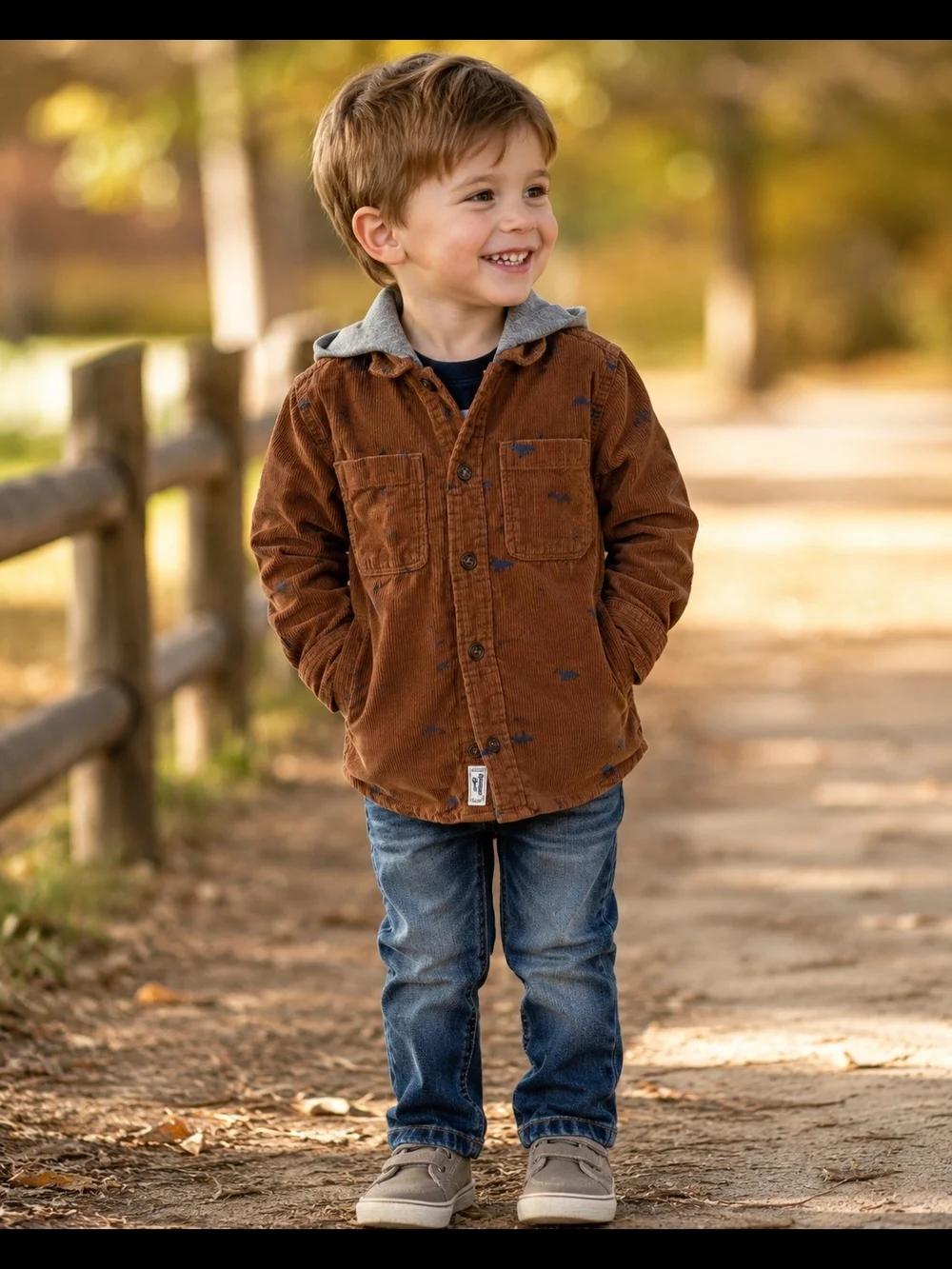 OshKosh Hooded Corduroy Button Up Shirt Jacket Boys 4T